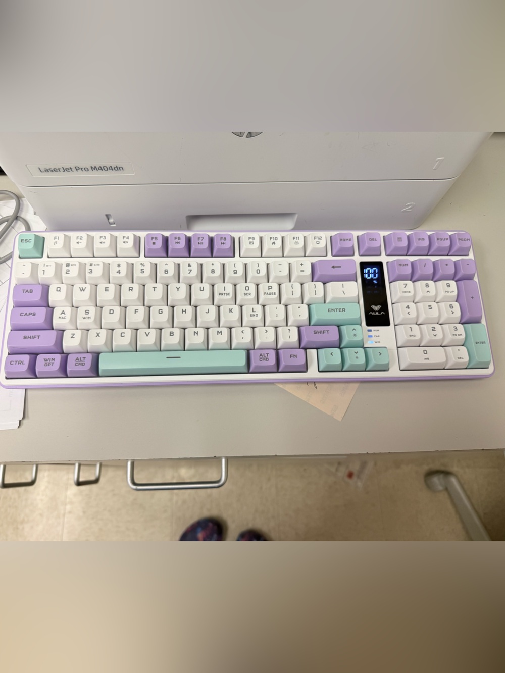 Leobog X Aula S99Pro V2 Wireless Membrane Keyboard: White/Purple/Cyan: Like New